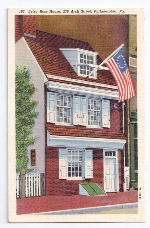 Betsy Ross House Philadelphia PA Vintage 1937 Curteich Linen