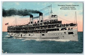 1914 Steamship Theodore Roosevelt Michigan City Indiana IN Chicago IL Postcard