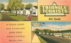 Triangle Court roadside Meridian Mississippi Postcard Nationwide 6191