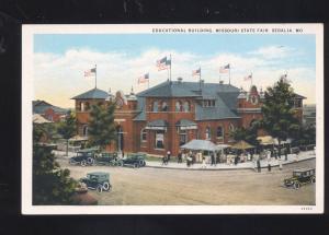 SEDALIA MISSOURI STATE FAIR EDUCATIONAL BUILDING CARS VINTAGE POSTCARD MO.