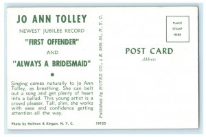 c1960's Jo Ann Tolley First Offender Singer Vintage Unposted Postcard