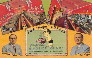 H92/ Denver Colorado Postcard Linen Ringside Lounge Boxing Joe Coffee 166