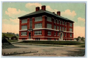 1912 Normal School Campus Building Entrance View Dirt Road Danbury CT Postcard