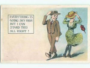 Pre-Linen risque MAN LOOKS BACKWARD AT WOMAN'S BUTT k7641