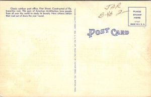 Open Air Post Office Fort Myers Florida City Palms Linen Flag Tichnor Postcard