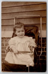 RPPC Little Girl In Stroller Real Photo Postcard T21