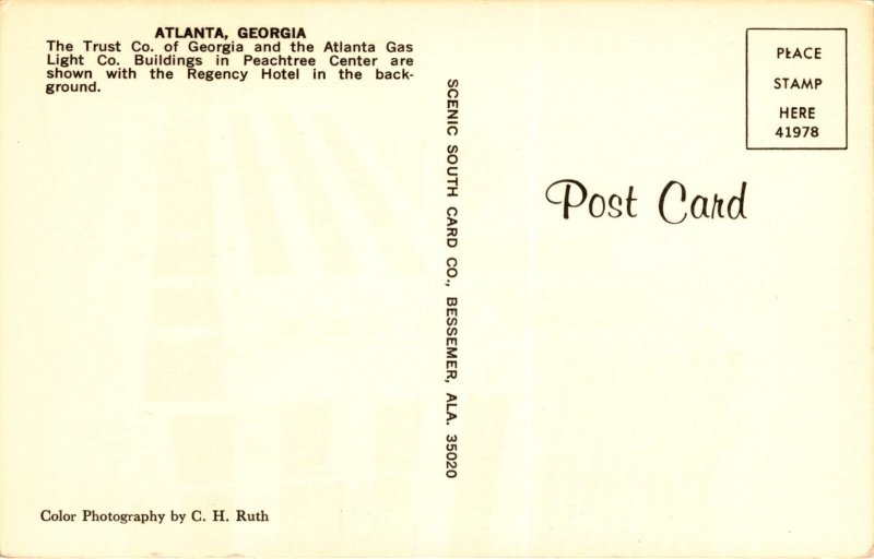 Peachtree Center, Atlanta, Georgia, Trust Co. of Georgia, Atlanta Gas Postcard