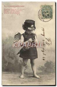 Old Postcard Child Police l & # 39amour policeman Angel