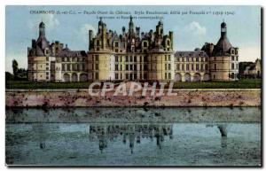 Old Postcard Chambord castle West Facade