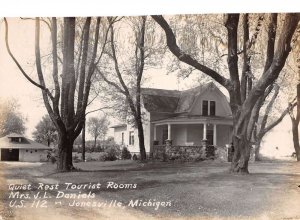 Jonesville Michigan Quiet Rest Tourist Rooms Real Photo Vintage Postcard AA82992