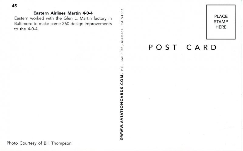 Eastern Airlines - Martin 4-0-4  (AviationCards.com)