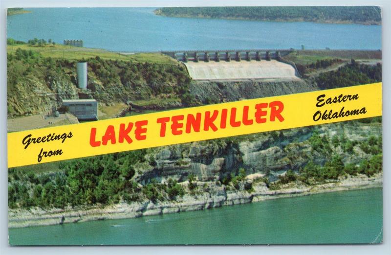 Postcard OK Banner Dual View Greetings From Lake Tenkiller Oklahoma Vintage P5