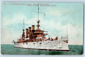 Los Angeles CA Postcard US Battleship Rhode Island 812 Officers And Men 24 Guns