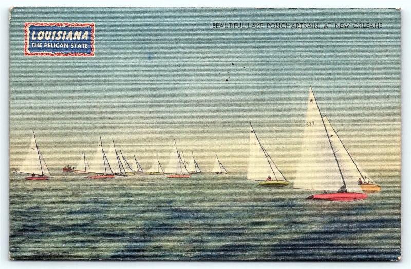 Postcard LA New Orleans Sailboats on Lake Ponchartrain E02