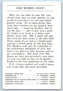 1940 Daytona Beach Florida Postcard Johnston's Coffee Shop Advertisement Women