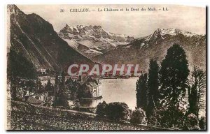 Old Postcard Chillon Chateau and Dent du Midi