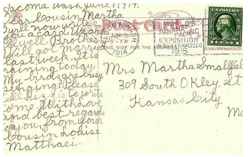 Tacoma Washington High School Stadium 50,000 People Postcard #12813 Posted 1914