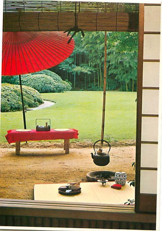 Arashiyama Kyoto Japan Tea Garden Dinner Fire Coals Parisol  Postcard  # 8077