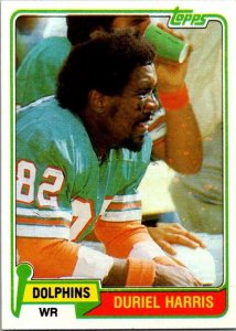 1981 Topps Football Card Duriel Harris Miami Dolphins sk60215