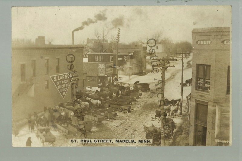 Madelia MINNESOTA RP 1909 GENERAL STORE Main Street WINTER nr New Ulm St. James