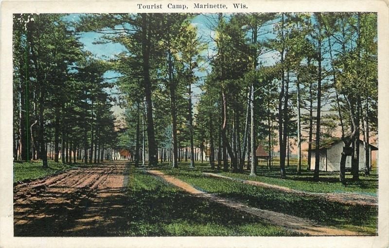 Marinette WisconsinDirt Rd & Paths to Tourist Camp in Woods1923 Postcard