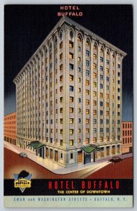 Hotel Buffalo, Buffalo New York, Vintage 1942 Linen Curt Teich Postcard