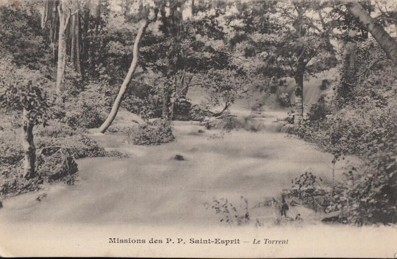 French Congo missions torrent forest flood early postcard