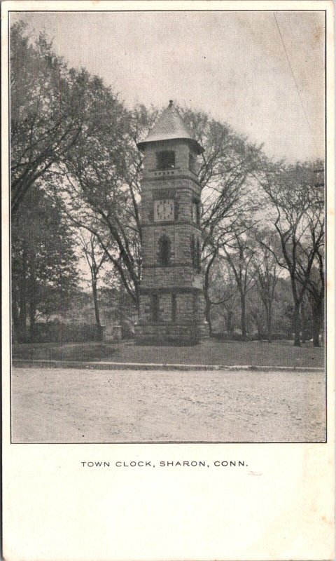 Antique Postcard Divided Back The Town Clock In Sharon Connecticut CT