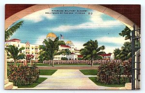 HOLLYWOOD-BY -THE-SEA, FL Florida ~ RIVERSIDE MILITARY ACACEMY c1940s Postcard