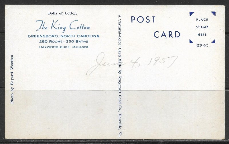 North Carolina, Greensboro - The Cotton King - [NC-152]