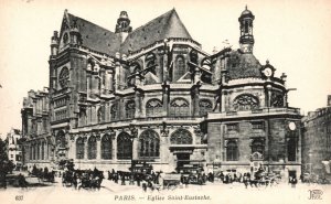 Vintage Postcard 1910's View of The Church of St. Eustache Paris France