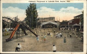 Dayton Ohio OH Lakeside Park Playground Slide Swings Vintage Postcard