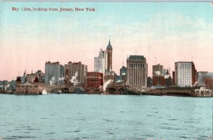 NYC SkyLine Looking from Jersey New York Postcard 1911
