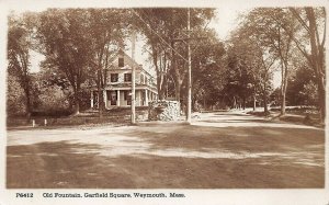 Weymouth MA Old Fountain Garfield Square Underwood & Underwood RPPC