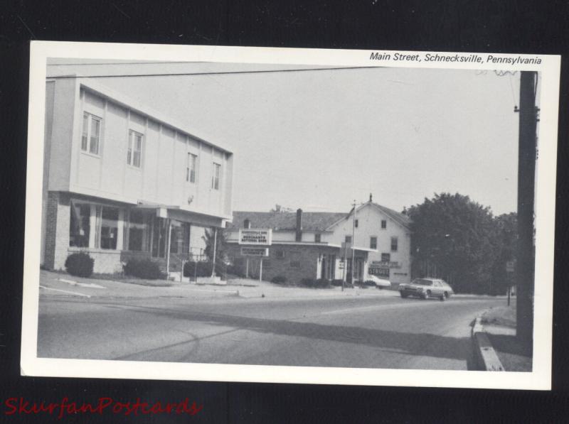 SCHNECKSVILLE PENNSYLVANIA DOWNTOWN MAIN STREET SCENE VINTAGE POSTCARD PA