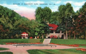 Vintage Postcard 1930s Nature Pavilion at Sinnissippi Park Rockford Illinois ILL