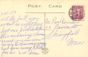 Quebec Canada An Ox Cart, Barefoot Young Man  1950 White Border Postcard Used