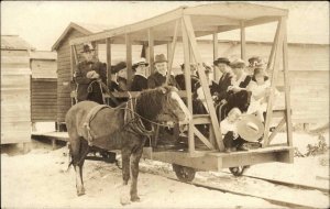 St. Augustine (I THINK) FL Horse Trolley For Beach c1920 Real Photo Postcard