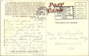 c1910 LONG BEACH CALIFORNIA TENNIS AUTO SANITARIUM BEACH BOATING POSTCARD 41-74