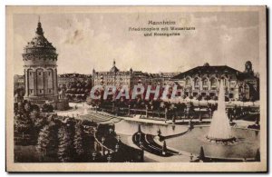 Postcard Old Friedridisplaiz Mannheim Wasserturm und mit Rosengarten