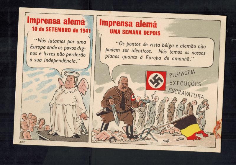 Mint WW2 Portugal  Postcard German Press Slavery of Europe