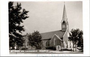 Real Photo Postcard St. Paul Ev. Lutheran Church in New Ulm, Minnesota~135928 