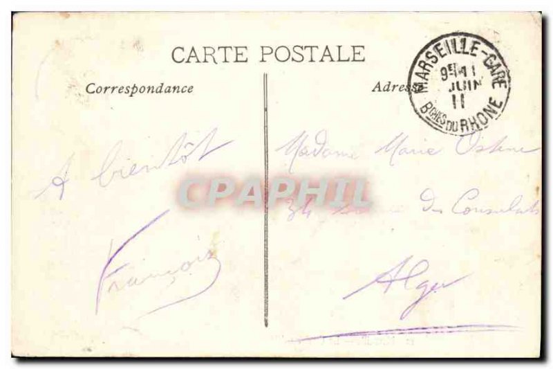 Old Postcard Marseille le chateau d'If boat