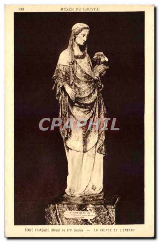 Old Postcard Paris Louvre Museum French School's Virgin and & # 39enfant