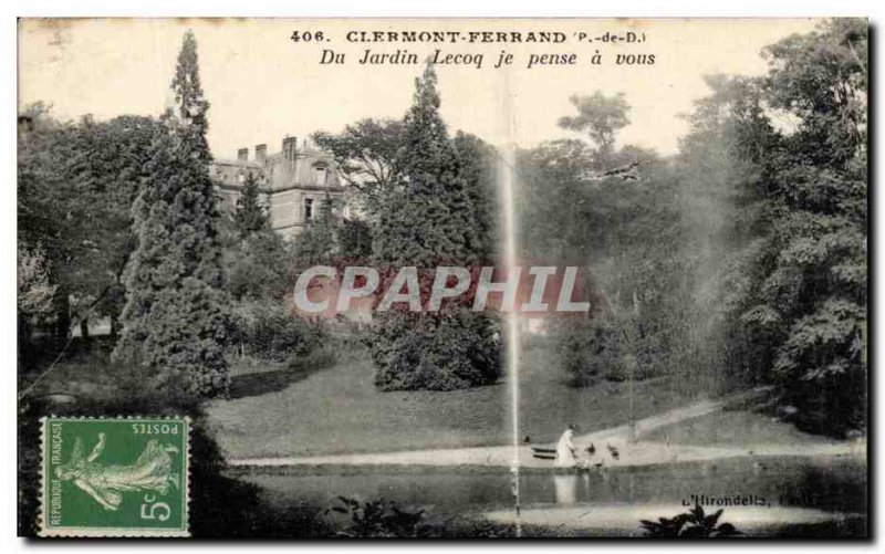 Old Postcard Clermont Ferrand Jardin Lecoq I think about you