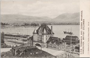 Vancouver BC CPR Terminus and Ocean Wharves Unused Hibben Postcard G68