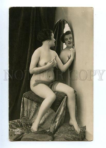 129005 NUDE Woman BELLE Mirror Vintage PHOTO SAPI #2083 PC