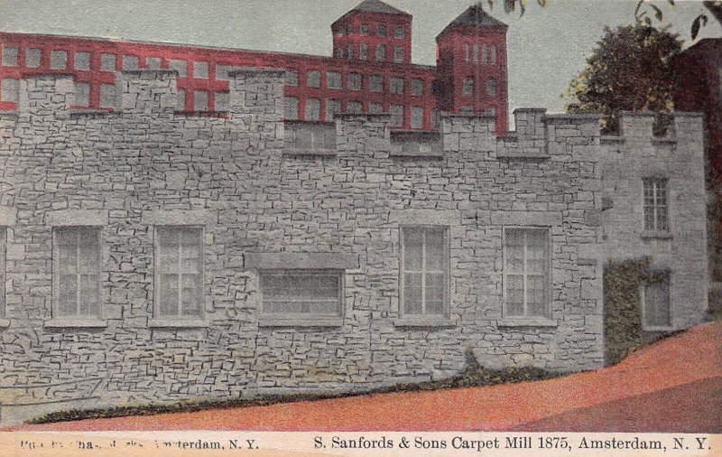 AMSTERDAM NY NEW YORK~S SANFORDS & SONS CARPET MILL IN 1875~POSTCARD