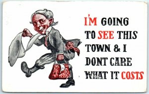Postcard - I'm Going To See This Town & I Don't Care What It Cost 