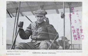 Geo Chavez Biplane Farman Rare Antique French Plane Old Postcard